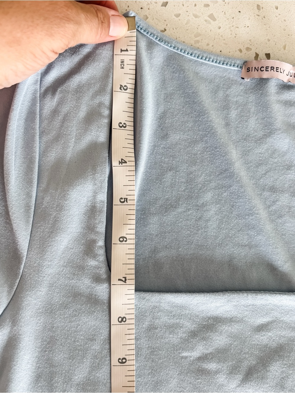 Sincerely Jules Women’s Light Blue Square Neck Stretch Top Size S - Picture 7 of 8